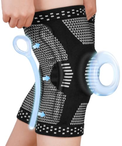 Fefod Knästöd, 2 Stycken Ortopedisk Knäskydd med Laterala Stabilisatorer och Patella Gel Pad, Knästöd med Antislip Kompression för Löpning, Meniskskador, Artrit