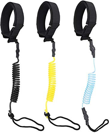 Tbest Surfboard Leash Surfboard-Leine Stand Up Paddle Board Leine, Surf Surfen Paddelbeinseil Board Coiled Spring Leg Fußseil schwarz/gelb/blau(Black)