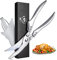 TIVOLI Ciseaux à volaille Ciseaux de cuisine Ciseaux professionnels de ménage Poignée en métal, Ciseaux de cuisine Ciseaux à os en acier inoxydable avec ressort Sliver Tone
