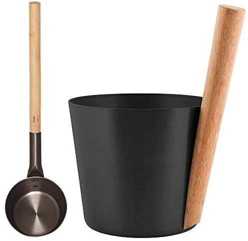 Hochwertige Sauna- Set's inkl. digitaler POOL Total Saunabroschüre (Saunaeimer mit Griff + Saunakelle, Schwarz)