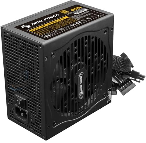 HIGH POWER 600W Power Supply, 80 Plus Gold Certified PSU, Continuous Power with 120mm Whisper Quiet Fan, ATX 12V V2.3/EPS 12V Active PFC Reliable Performance, Energy-Efficient