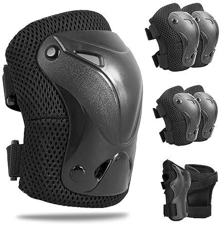 AIDY-PRO Roller Skate Pads Adult Knee And Elbow Pads For Roller Skating, Wrist Guards Skateboarding Protective Gear Adult Knee Pads For Men Women Skating Pads XL