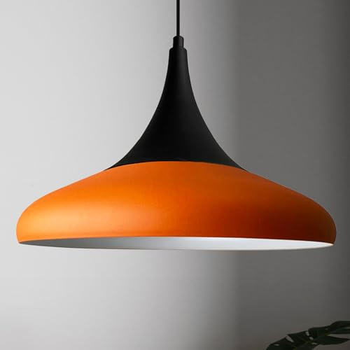 bamyum Hängelampe Paladin Orange Metall Ø35cm, Pendelleuchte Orange, Lampenschirm Hängelampe Esstisch Wohnzimmer Hängelampe Industrial Vintage, Pendelleuchte Esstisch, Küchenlampe Hängend