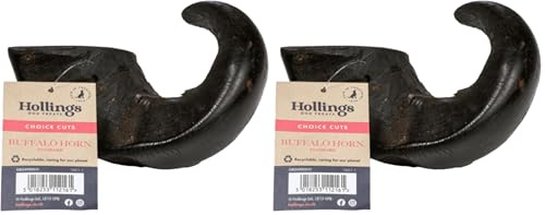 Hollings Buffalo Horn Standard Dog Treat, 100% Natural Grain Free Chew Treat for Adult Dogs, High in Protein and Naturally Low in Fat (2 Pack)