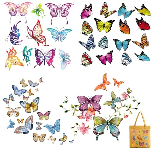 Attuslla Butterfly Iron on Decals for Clothing, Butterfly Iron on Transfer Decals Heat Transfer Stickers Decals DIY T-Shirt Jeans Backpacks Clothing Hat Decoration Applique