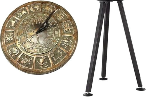 ANTIQUEMEDIEVAL Zodiac - Meridiana in ottone massiccio con supporto, ornamenti da giardino