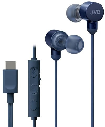 JVC HA-FR29UC-A Casque filaire USB de type C léger et confortable, audio haute résolution, microphone et contrôle du volume, certifié IPX2, convertisseur D/A minimise le bruit et la dégradation du son