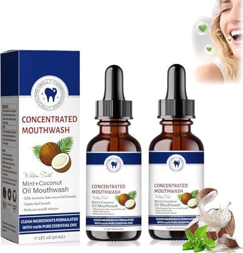 Coconut Fresh Oil-Pulling Mouthwash,59 Ml Coconut Oil Mouthwash,Coconut Pulling Oil for Teeth,Coconut Mint Mouthwash,Fresh Breath & Whitening Mouthwash (2)
