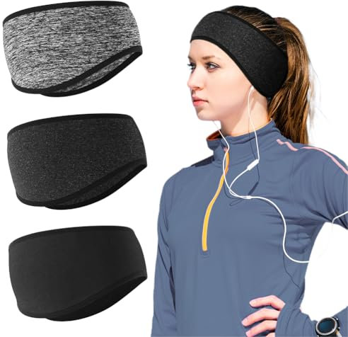 AYBUY Sport-Stirnband， Elastische Sportstirnbänder für Herren und Damen， Winterwarmes Stirnband 3-teiliges Set，Geeignet zum Joggen, Fitness, Laufen, Wandern und Radfahren