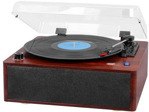 Trevi TT 1030 BT Giradischi con Mobile in Legno, Connessione Audio Wireless Entrata/Uscita, Lettore Vinili 33/45/78 Giri, Uscita RCA, Altoparlanti Incorporati