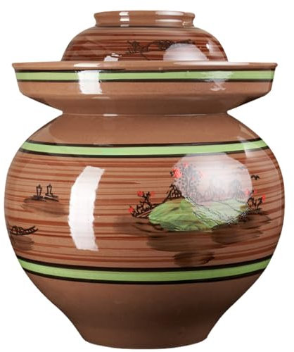 vaso di fermentazione. Grande ceramica con coperchi, terracotta tradizionale cinese in porcellana, terracotta for fermentazione in ceramica con coperchio a tenuta d'acqua(8Kg)