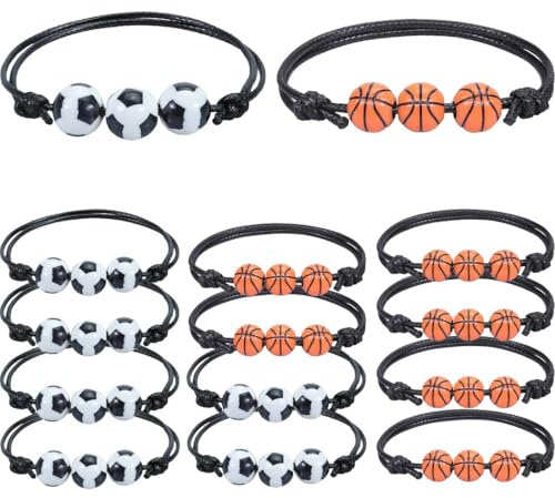 COYUN 14 Pcs Bracelet De Football/basket-ball Enfant Garcon,Bracelets De Sport Enfants,Tressés Réglables Bracelet d'Amitié, Anniversaire Cadeau Foot/basket-ball, Bracelets Amitié Pour Faire La Fête