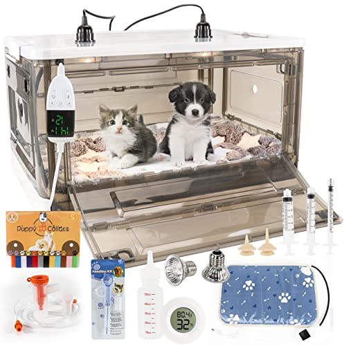 HKDQ Puppy Incubator with Heating - 2026 New Puppy Incubators, Temperature Control, Incubator for Puppies with Heating Mat (85L)
