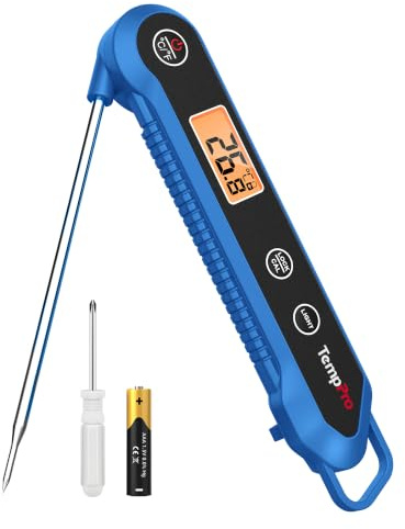 TempPro 1-3s Instant Read Thermometer, IPX6 Waterproof Cooking Thermometer | Foldable Temperature Probe with Calibration/Lock, Use for Grill Smoker Oil Deep Fry Candy Bread (Previously ThermoPro)