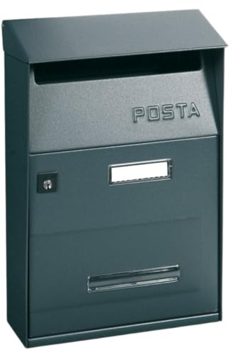 ALUBOX FT Cassetta Postale Da Esterno 32,5X22X11 Cm Cassetta Posta Con Tettuccio Superiore Cassetta Lettere Prelievo Frontale Cassetta Della Posta Formato Lettera (ANTRACITE)