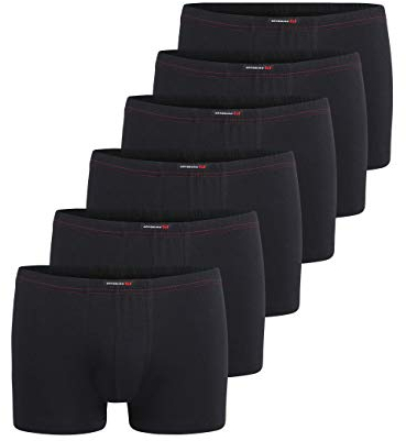 Götzburg Boxershorts Herren 6er Pack Unterhosen, Männer Unterwäsche aus hochwertiger Baumwolle (7, schwarz-dunkel-Uni)