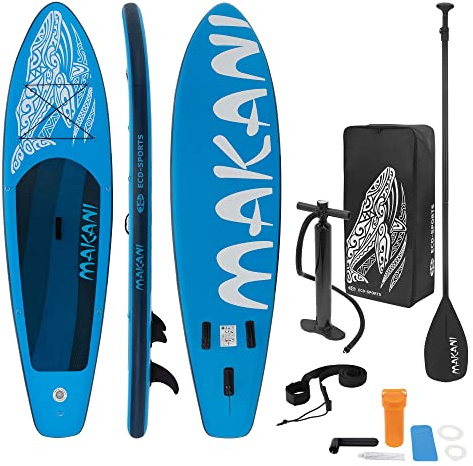 ECD Germany Stand Up Surf Paddle Board Gonflable 305/308/320/380 cm | PVC | jusqu'à 120/150 kg | Épaisseur 10/15 cm | Planche de Surf Pagaie Sac de Transport Pompe à Air | Diverses Couleurs Modèles