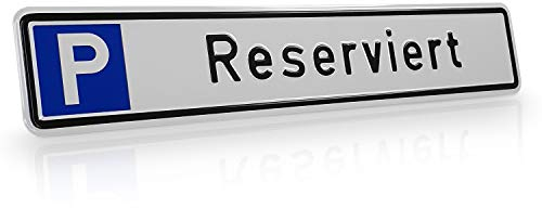 Betriebsausstattung24 Geprägtes Reserviert Parkplatzschild Aluminium 43,0 x 8,0 cm - Nummernschildform - für Parkplatz & Stellplatz