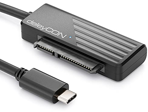 deleyCON Cable Adaptador USB 3.0 SATA USB C a Discos Duros de 2,5 Pulgadas HDDs SSDs 5 GBit/s UASP SATA I II III Plug&Play