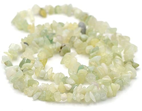 Fil/brin de 80 cm de perles | +/-250 perles, 8-5 mm | perle en pierre naturelle chips baroque en vrac idéale pour toutes créations de bijoux artisanales (Jade néphrite)