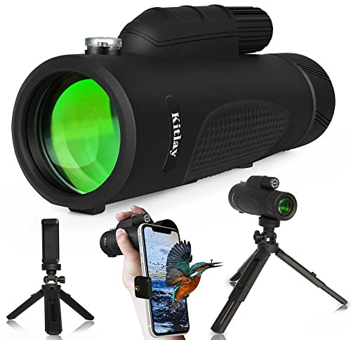 20 x 50 monokulärt teleskop hög effekt, monokulära för vuxna barn med smartphone-adapter, uppgraderat stativ, kompakt zoommonokulärt teleskop för fågelskådning vandring jakt, fickmonoklel, vattentät,