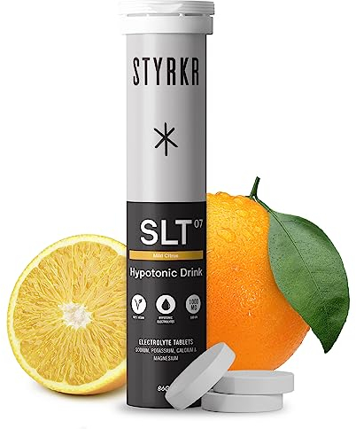 Electrolytes Tablets by Styrkr - Citrus - Pack of 12 Hydration Tablets - 1000mg per Serving - 4X Higher Salts - Used by Endurance Athletes - Advanced Quad-Blend Formulation - SLT07 12x per Tube