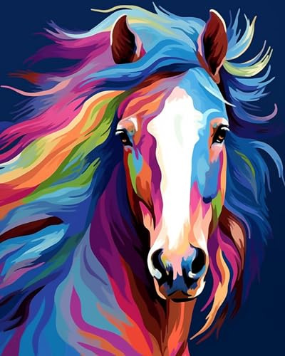 Maomaomi Paint by Numbers DIY Acrylic Painting Kit for Kids & Adults Beginner – 16 Wx20 L Colorful Horse Head Pattern