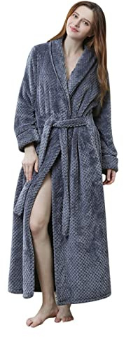 Generisch Peignoir en tissu éponge pour femme sans capuche : peignoir de chambre long moelleux kimono peignoir de sauna avec ceinture extra long peignoir de maison costume douillet grandes tailles