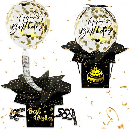 Elfinfi Scatola Regalo Sorpresa, Porta Palloncini a Sorpresa Scatola Sorpresa, Interessante Scatola Sorpresa Regalo Regalo di Compleanno Perfetto per la Famiglia e Gli Amici (Nero)