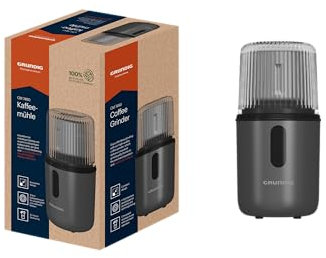 Grundig CM 7460 Kaffeemühle, Kompakt, Ein-Hand-Bedienung, 4-fach Edelstahlmesser, 180 W, Schlagmahlwerk und Mahlschale aus Edelstahl, bis zu 55 g frisch gemahlenen Kaffee, Grau/Schwarz