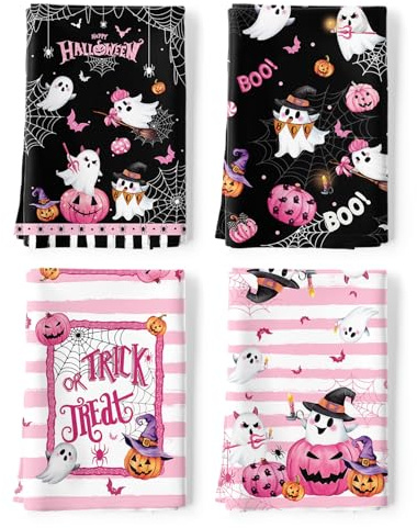 Arquiel Halloween söt boo pumpa kökshanddukar, bomull kökshandduk 48 × 70 cm, snabbtorkande diskduk för fest årsdag högtid dekoration inflyttningspresenter
