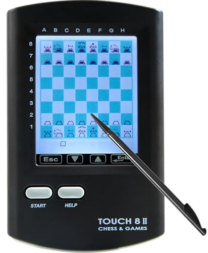 CNSENIOR - Juego de ajedrez portátil (8 en 1 con entrenamiento de IA, pantalla HD de 7,4 cm, juego de ajedrez de viaje portátil para niños y adultos, más de 220 juegos