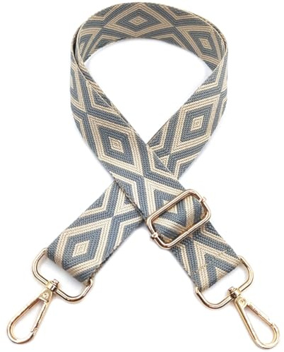 Correa para Bolsos Bandolera Multicolor, 3.8cm Anchura Correa de Hombro Ajustable con Mosquetón Dorado para Reemplazable Correa Bolso Crossbody de Mujer, Beige-Gris, 409