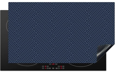 KitchenYeah© Protector Vitroceramica 91x52 cm Tapa para induccion Placa Encimera Cubre de Protectora Cocina Negro - Azul - Estampado - Rayas