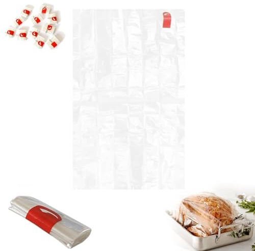 150 sacchetti da forno grandi per arrosti, resistenti alle alte temperature, per tacchino, pollo, carne e pesce, sacchetti da forno in plastica trasparente per risultati facili e succosi