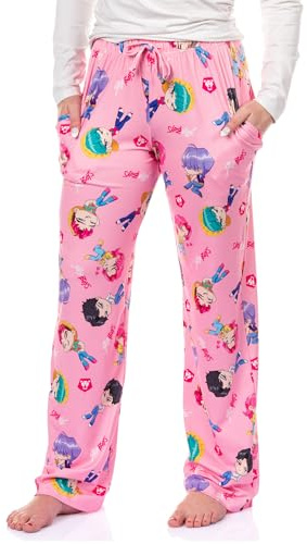 Mad Engine K-Pop Demon Hunters Saja Boys Pajama Pants Women's Chibi Toss Lounge Pant (X-Small) Pink