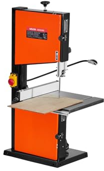 VEVOR Sierra de Cinta, Ancho de Corte de 254 mm, 2 Velocidades, Motor de 373 W, Altura de Corte de 160 mm, Mesa de Hierro Fundido de 335 x 340 mm, Luz de Trabajo de 360 Grados, para Carpintería