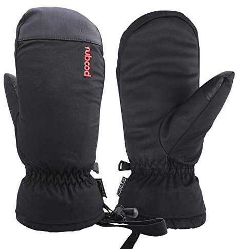 QKURT Mitones de Esquí, Mitones de Invierno Impermeable Espesar Guantes de Snowboard
