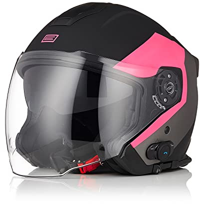 ORIGINE Casque Bluetooth Moto Jet Casque Scooter avec Double Visière Homologué ECE