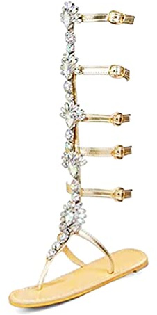 Toocool Sandalias Mujer Gladiador Esclava Altos Rhinestone Correas Listas Zapatos JM0801, dorado, 40 EU