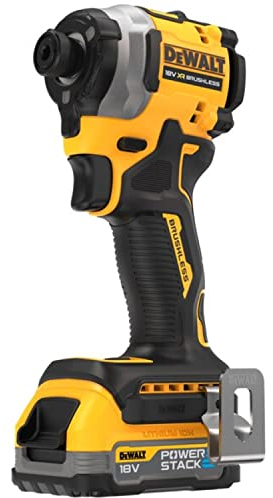 ‎DeWALT DCF850E2T-QW Avvitatore compatto senza spazzole a percussione XR 18V 1/4 205Nm con 2 batterie POWERSTACK e valigetta TSTAK, Multicolore