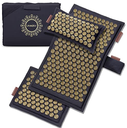UNMERA Acupressure Mat and Pillow Set,Natural Linen & Coconut Fiber Filling