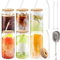 TAVADA Bubble Tea Becher mit Deckel und Strohhalm,6 Stück Trinkgläser mit Deckel,500ml Mason Jar Trinkglas,Smoothie gläser für Milchshakes Säfte Smoothies Biere