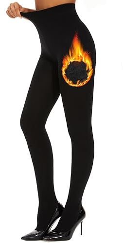 DUCMODA fleecefodrade tights för kvinnor, varma termiska vinterstrumpbyxor, mjuka ogenomskinliga tjocka leggings