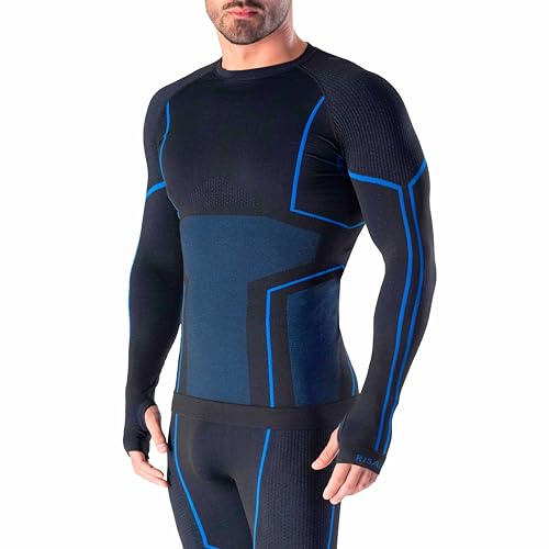 Risalti Maglia Termica Uomo Manica Lunga Merino Tech - Compressione in Lana Merino, Intimo Termico Invernale, Senza Cuciture - Made in Italy