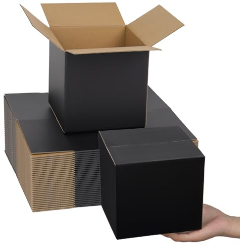 Small Shipping Boxes 6x6x6 Inches, 30 Pack Black Corrugated Cardboard Boxes, Cube Mailer Boxes for Small Business Packaging Mailing