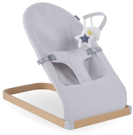 My Babiie Baby Bouncer with Toy Bar – Newborn Ergonomic Bouncer Chair, from Birth to 9 Months (9kg) - Grey