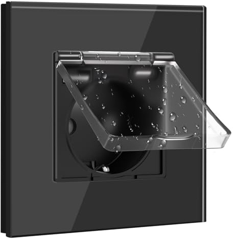 BSEED Schuko Steckdose mit USB und Typ C Port mit Wasserdichter Abdeckung,Steckdose Unterputz mit USB C,Steckdosen Abdeckung 16Amp Ideal für Feuchträume,Outdoor & Indoor Verwendung,1 Fach Schwarz