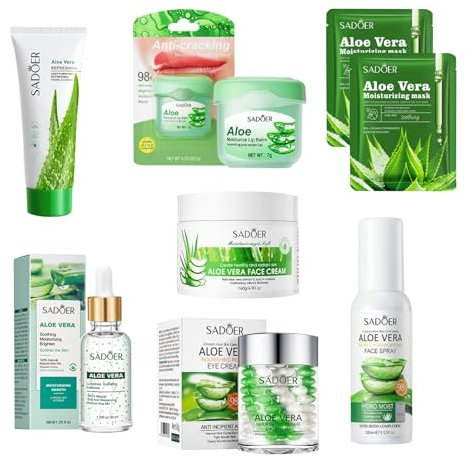 Landrain Skincare Set, 8 Tlg Aloe Gesichtspflege Set Damen, NäHrendes Hautpflege Frauen