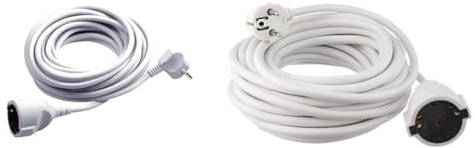 Meister Schutzkontakt-Verlängerung - 5 m + 10 m Kabel - weiß - Kunststoffleitung - IP20 Innenbereich/Kupplung mit Berührungsschutz/Schuko-Verlängerung / 7432510 + 7432910